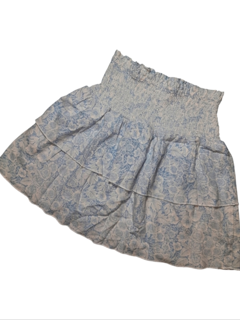 Aeropostale Linen Blend Blue Toile Mini Skirt SZ M